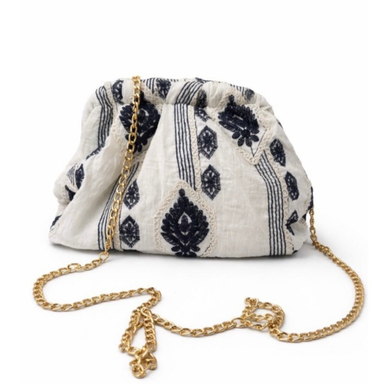 Bolso tela bordado.