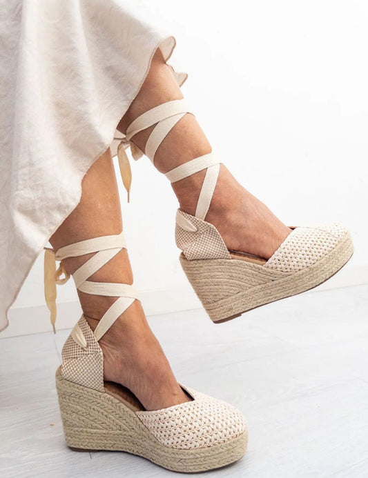 Cuña lazada beige textura